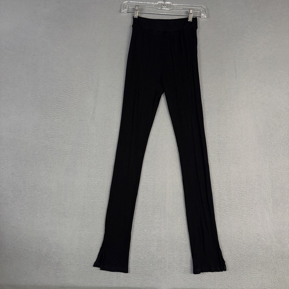 Zara Legging Pants Womens Small Black Pull On Slit Ankle Stretch Viscose Blend